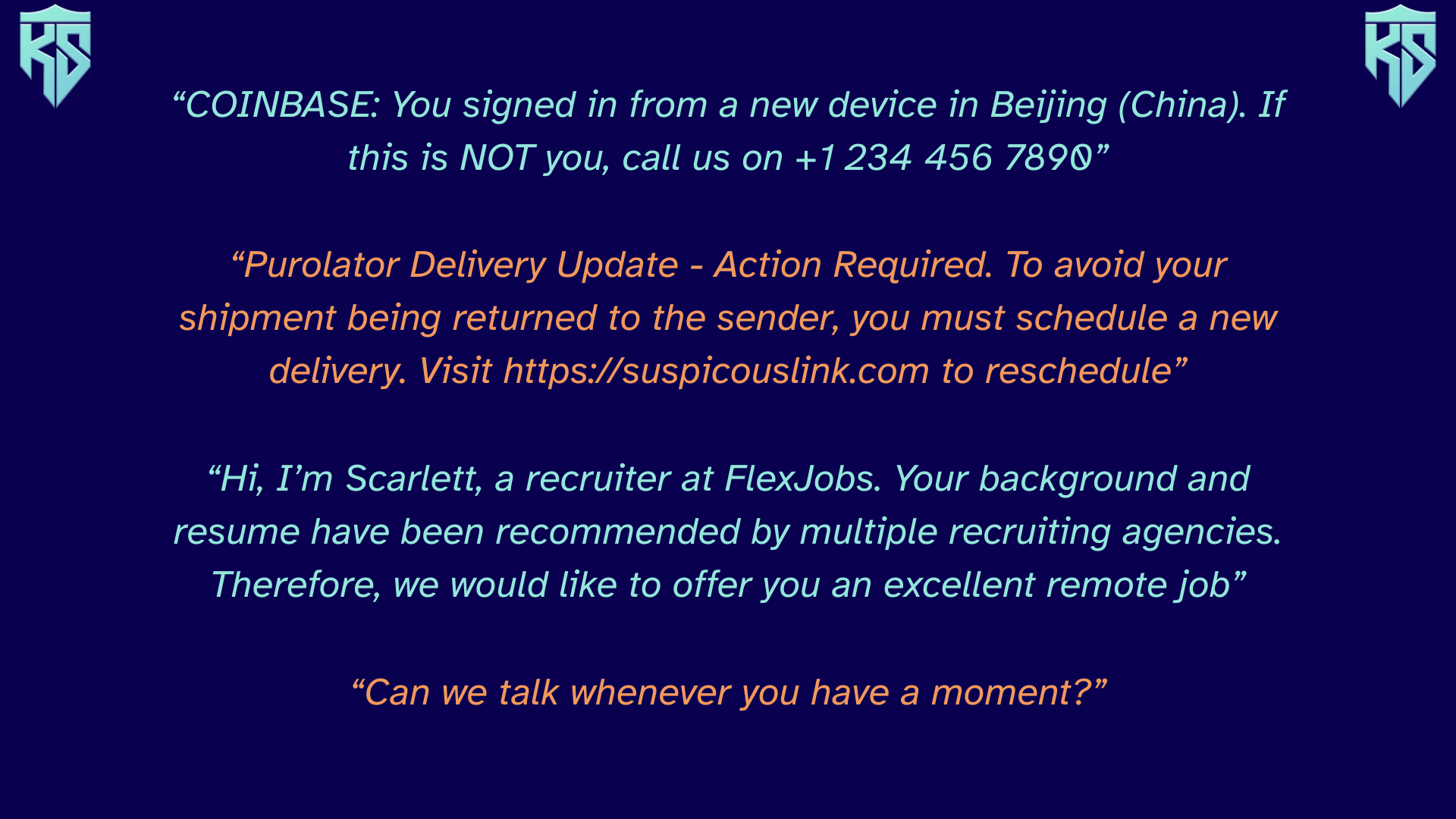 Smishing Text Examples